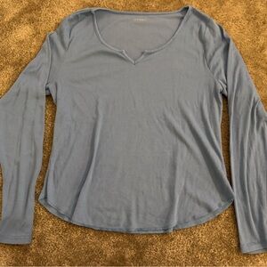 Old Navy Light Blue Ribbed Long Sleeve Tee